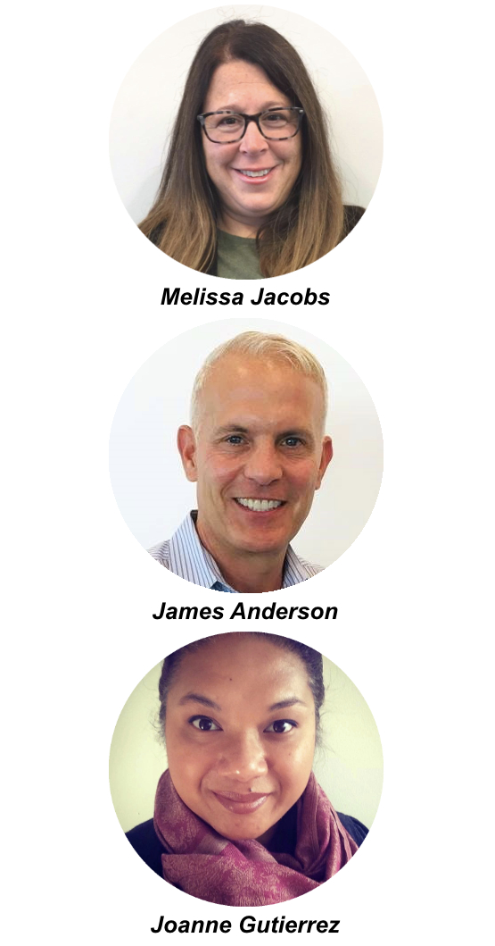 Melissa Jacobs, James Anderson and Joanne Gutierrez