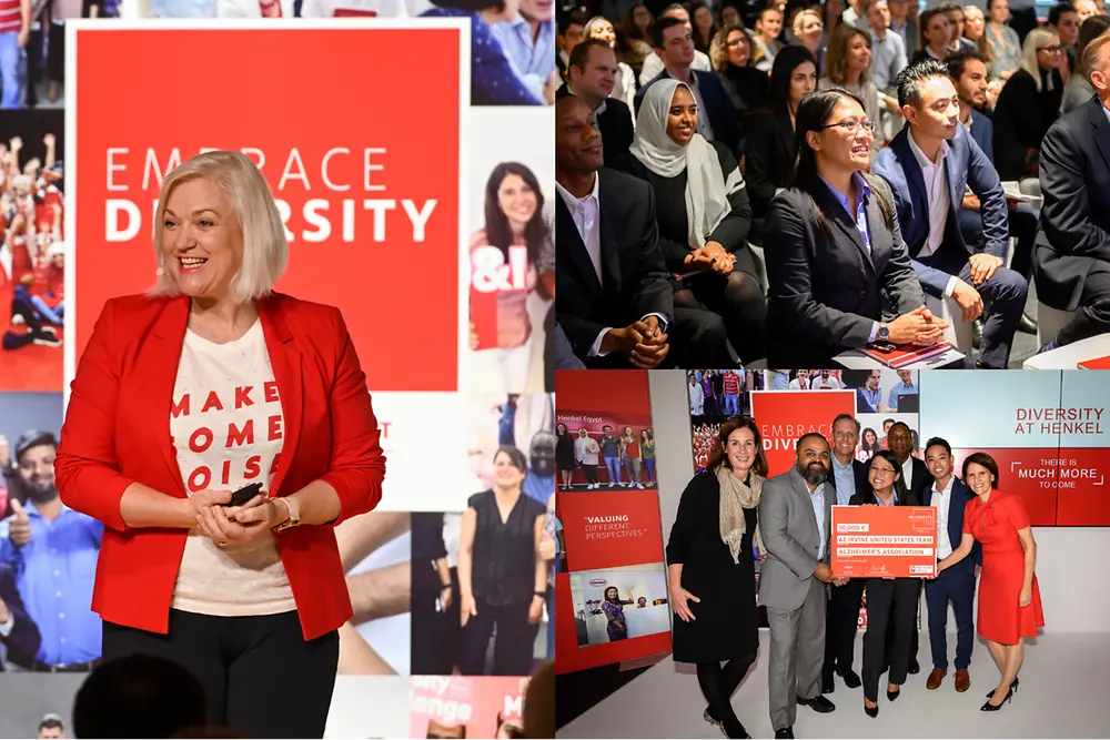 Collage d'employés Henkel de différentes nations lors d'un événement sur la diversité 