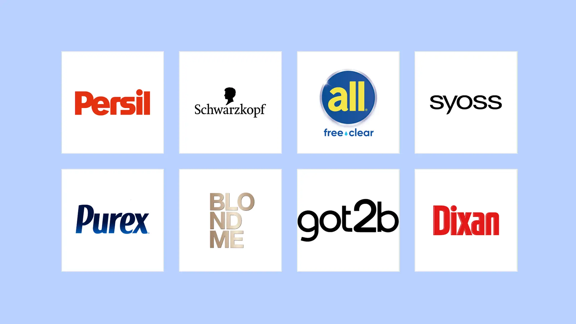 Une sélection de logos des marques Henkel Consumer Brands.