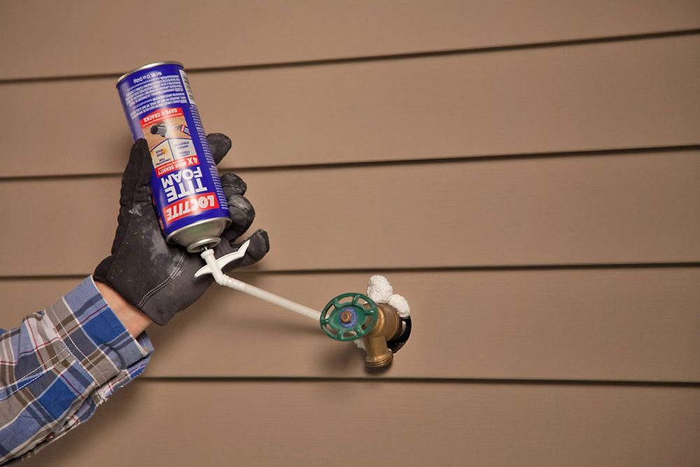 LOCTITE TITE FOAM can be used to seal out drafts and moisture; it fills gaps and cracks and can be used for sealing around wiring and plumbing penetrations.