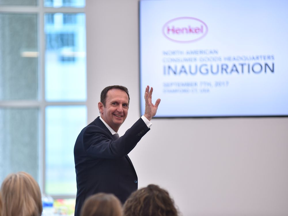 Henkel CEO Hans van Bylen waves at the crowd during Henkel’s Inauguration event on September 7, 2017.